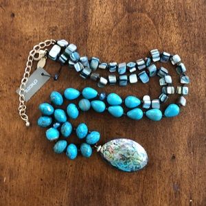 Chico's Shell & Faux Turquoise Necklace NWT